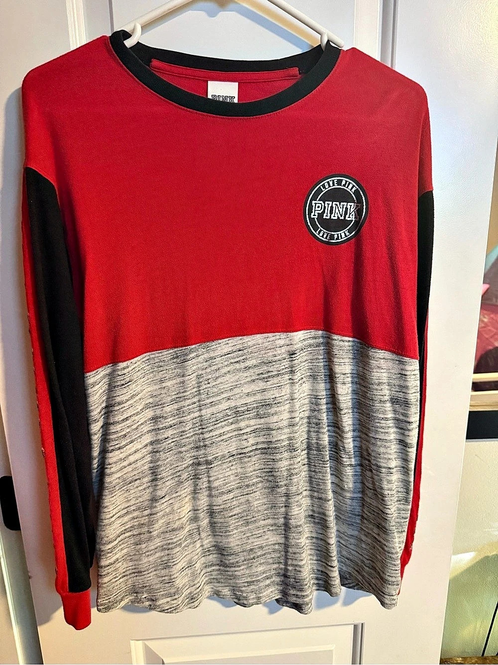 Victoria's Secret PINK Sequin Long Sleeve Campus Tee XS